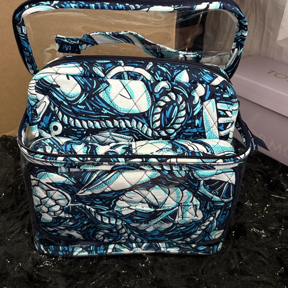 Vera Bradley Navy & Teal Floral 4 pc cosmetic Pouch Set. NWT - Picture 5 of 10